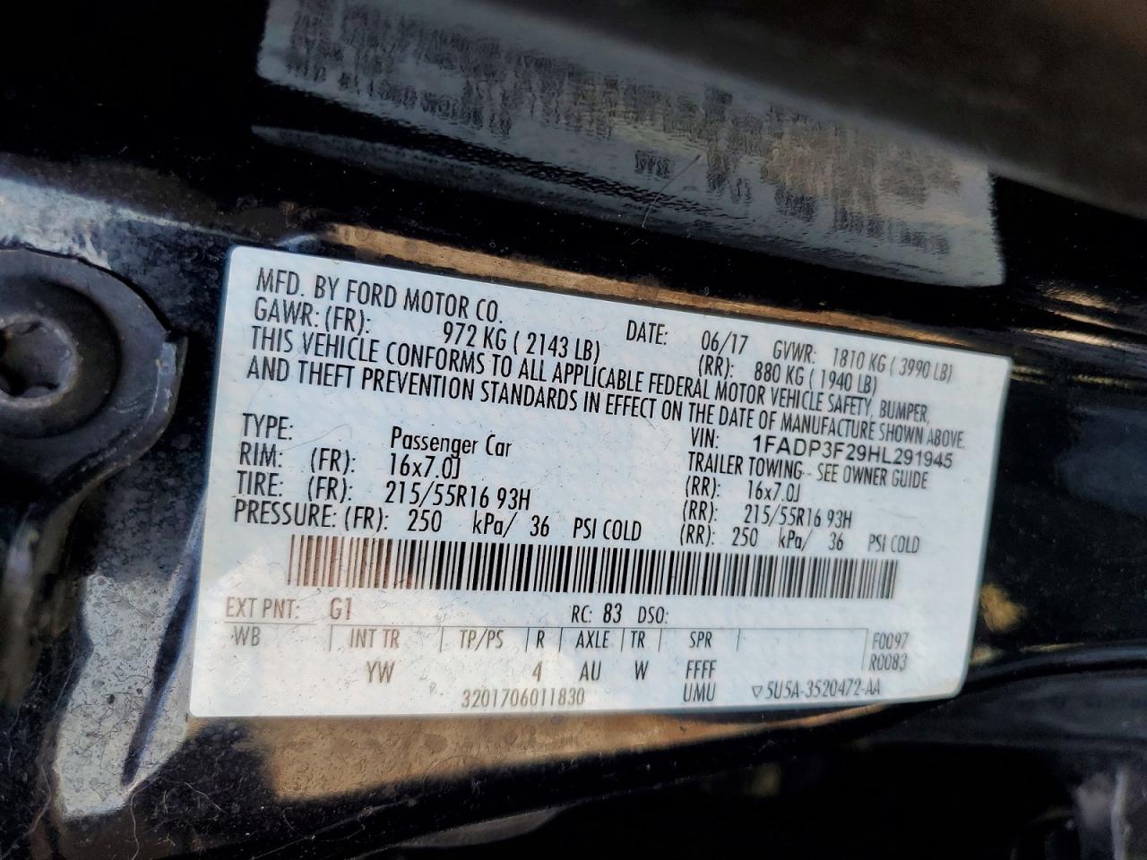1FADP3F29HL291945 · 2017 FORD FOCUS · 12/12