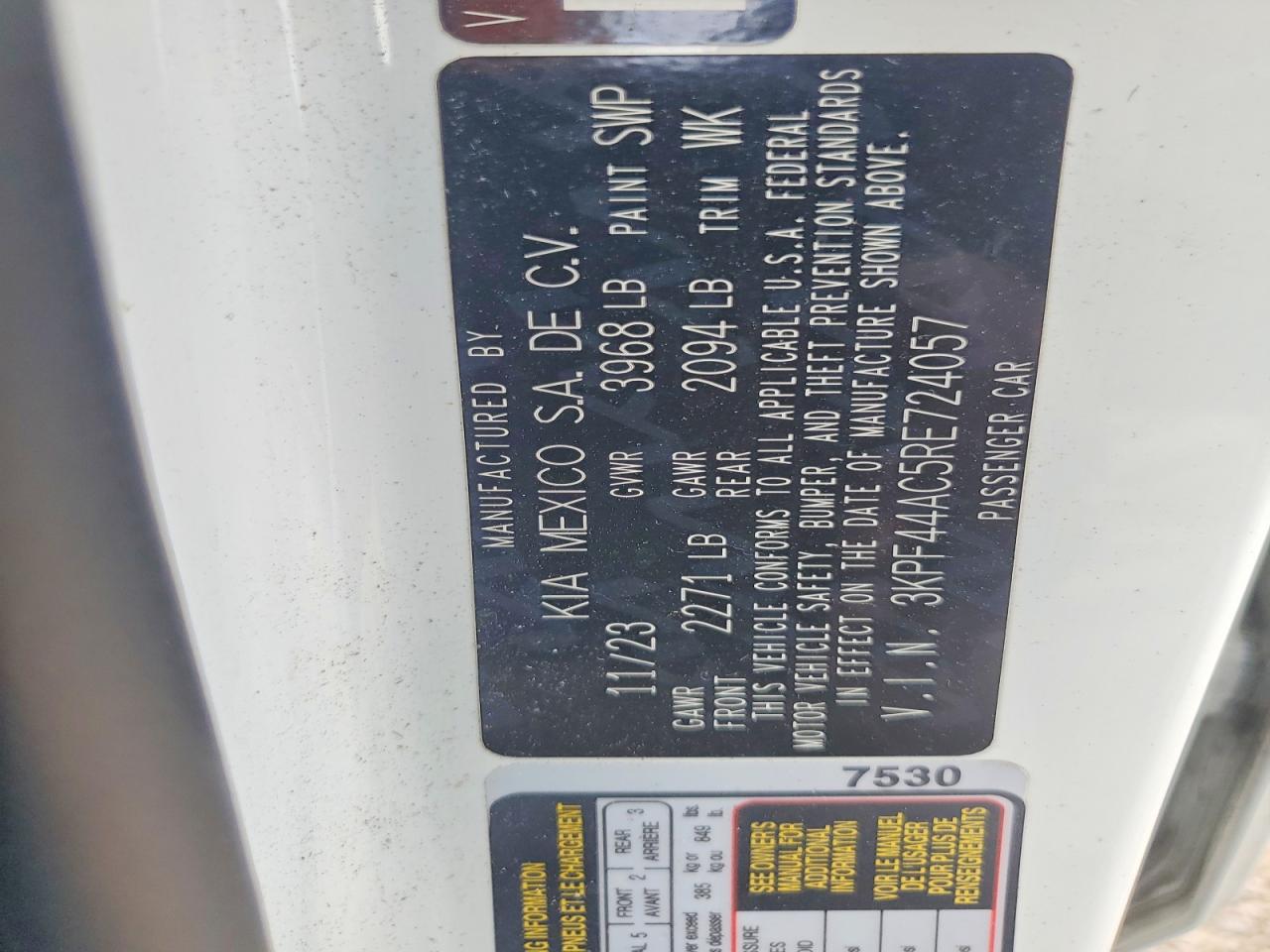 3KPF44AC5RE724057 · 2024 KIA FORTE · 12/12