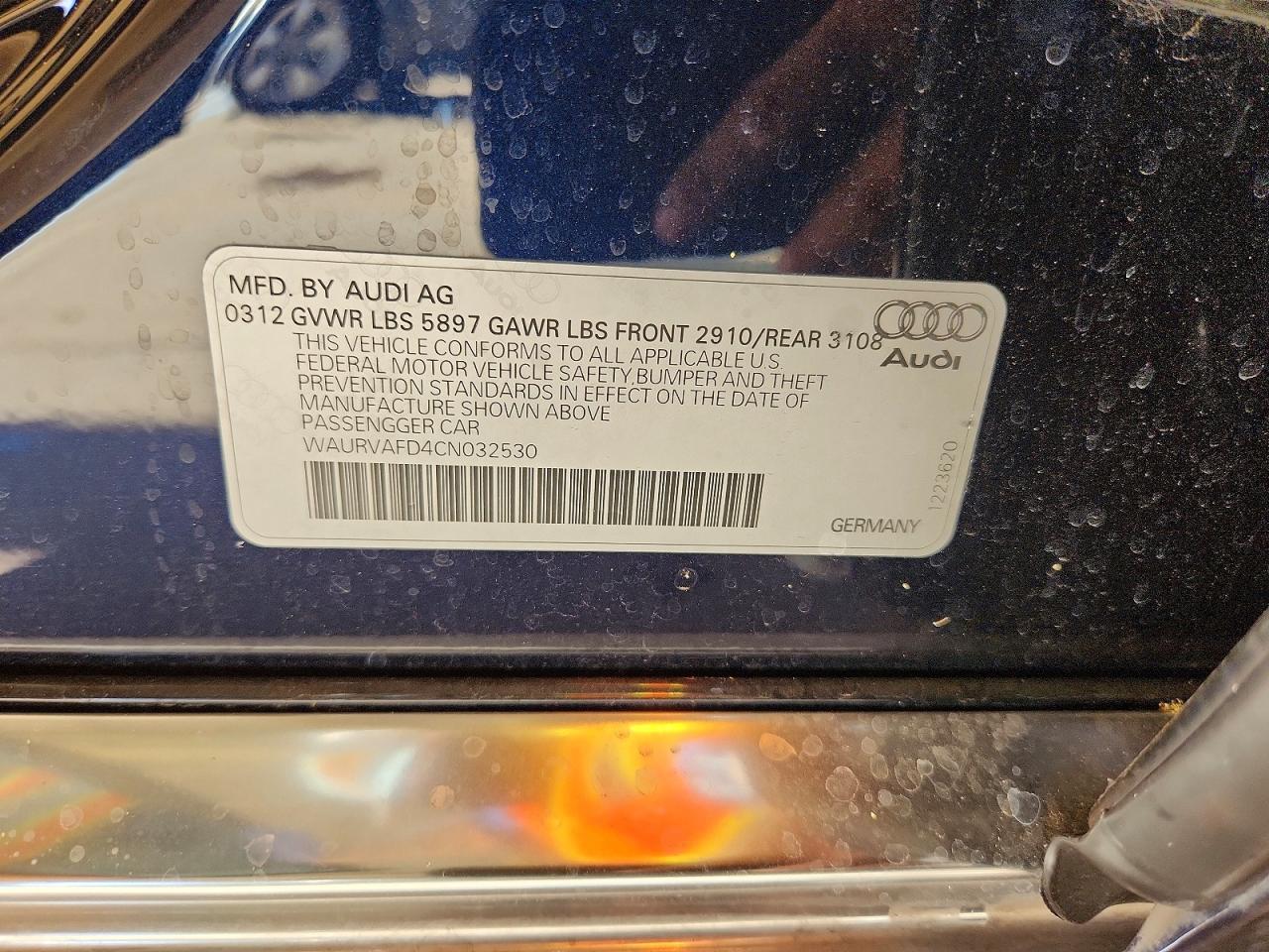 WAURVAFD4CN032530 · 2012 AUDI A8 · 12/12