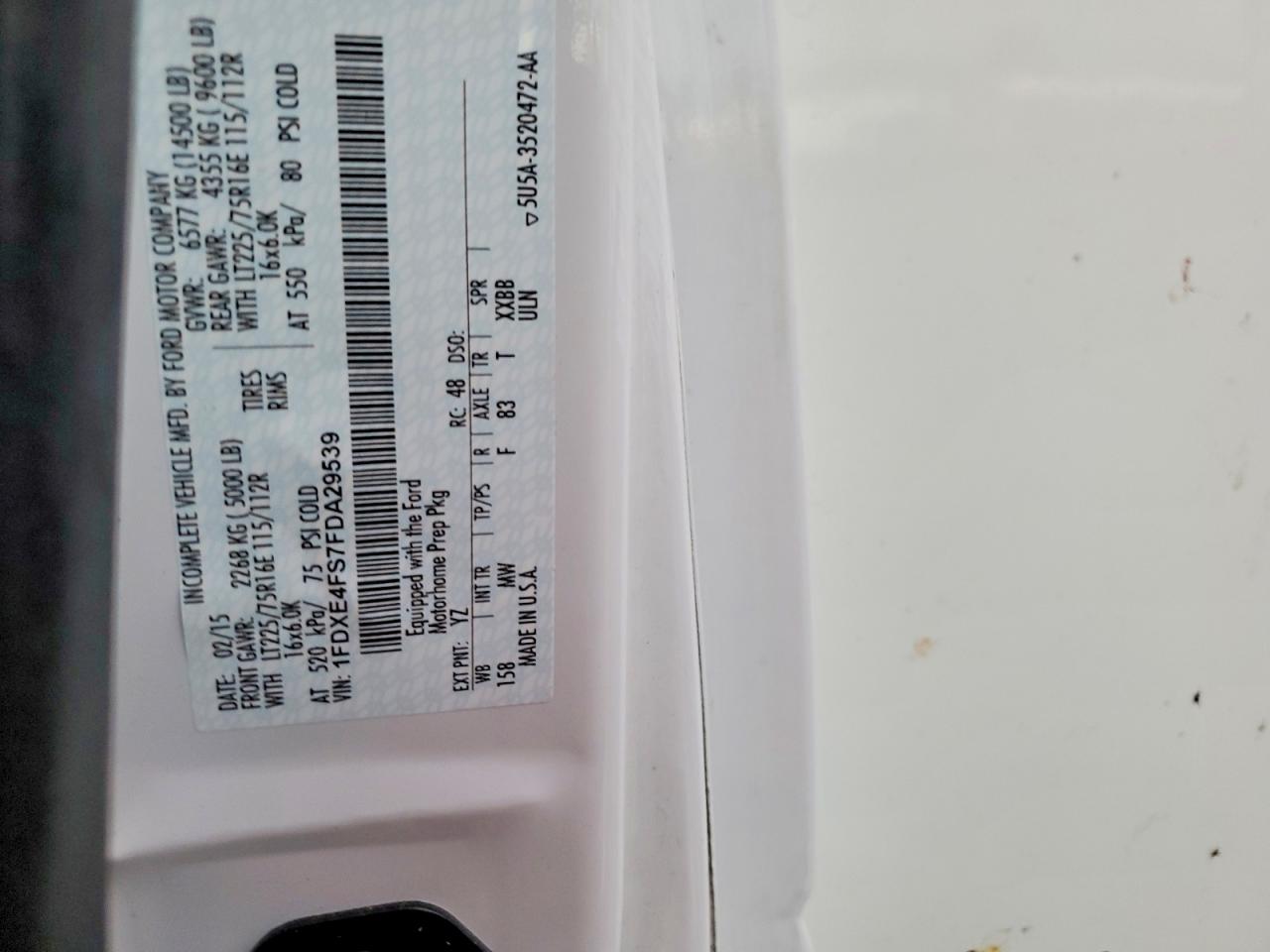 1FDXE4FS7FDA29539 · 2015 FORD ECONOLINE · 10/10