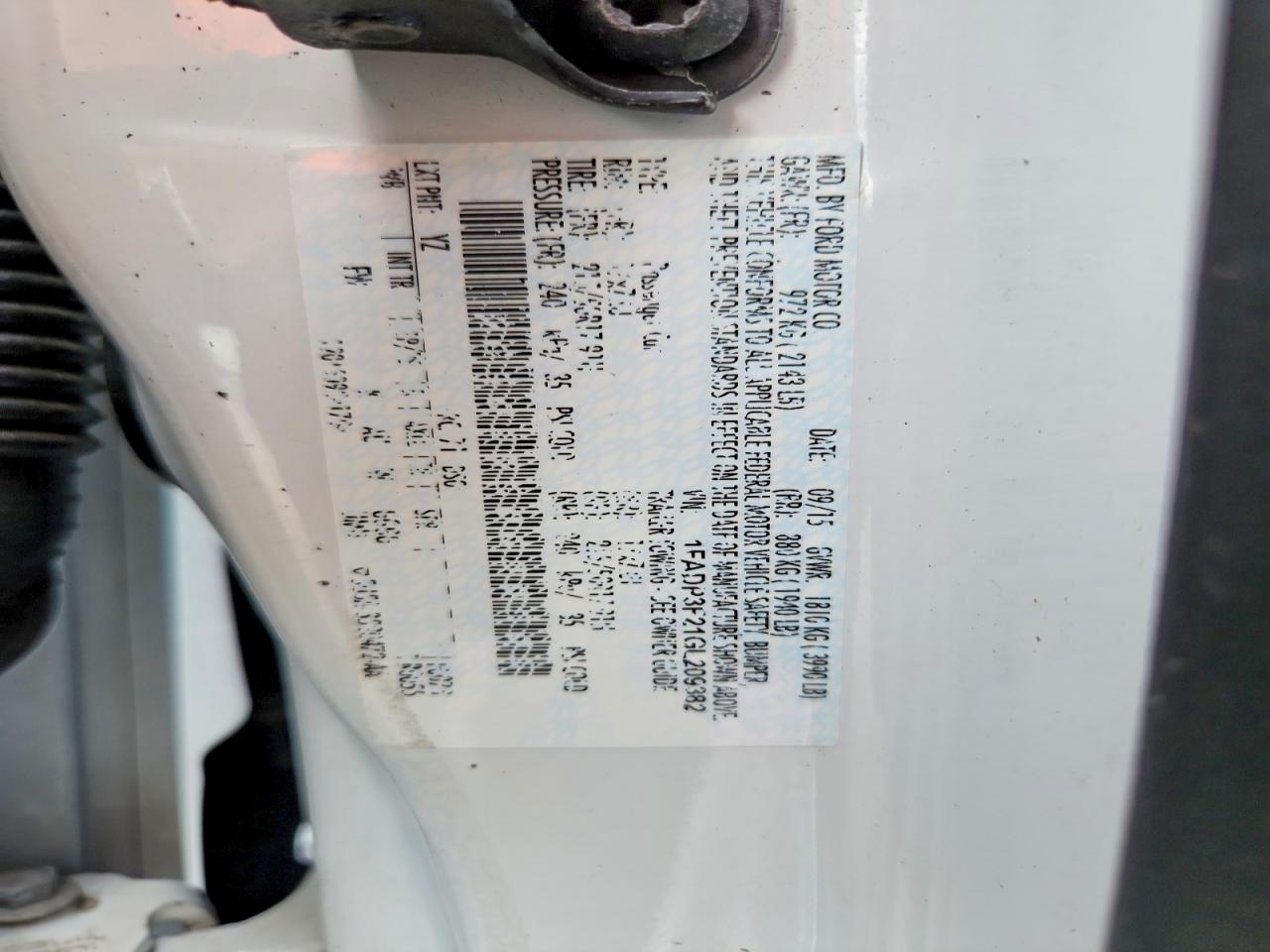 1FADP3F21GL209382 · 2016 FORD FOCUS · 12/12