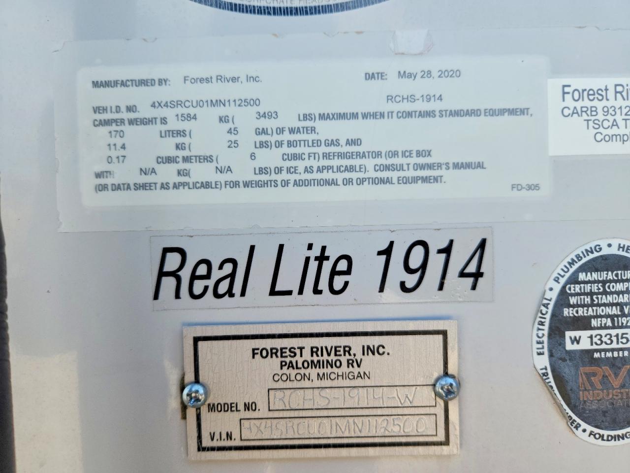 4X4SRCU01MN112500 · 2021 FORESRIVER REAL-LITE · 10/10