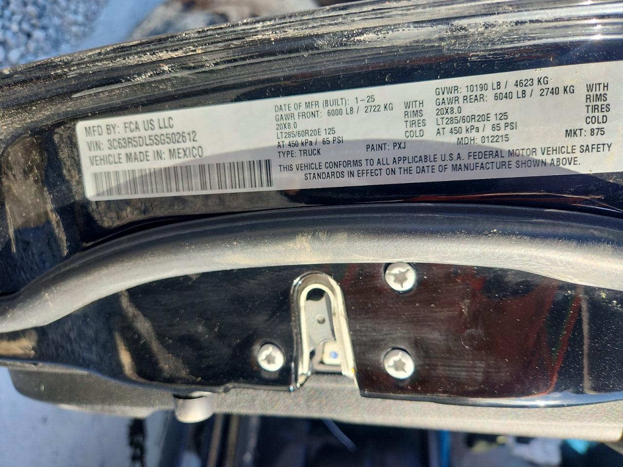 3C63R5DL5SG502612 · 2025 RAM 2500 · 12/12
