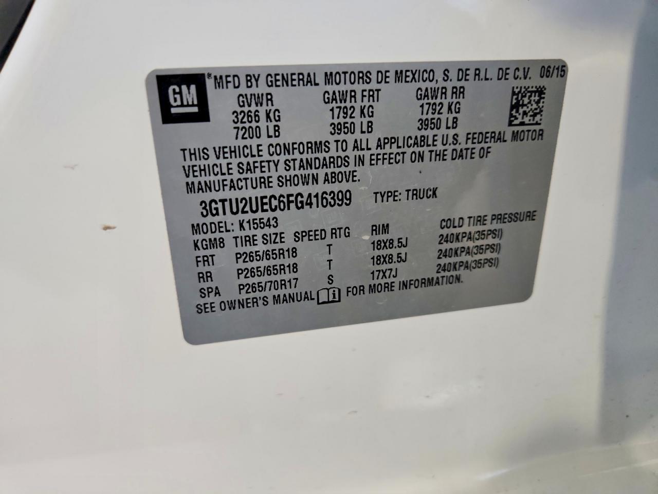3GTU2UEC6FG416399 · 2015 GMC SIERRA · 12/12