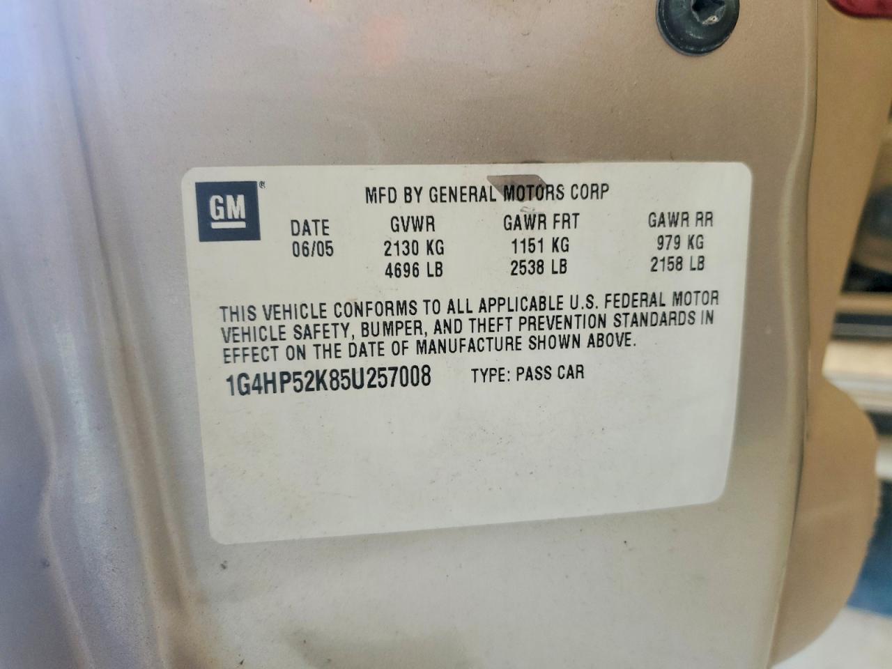 1G4HP52K85U257008 · 2005 BUICK LASABRE · 12/12