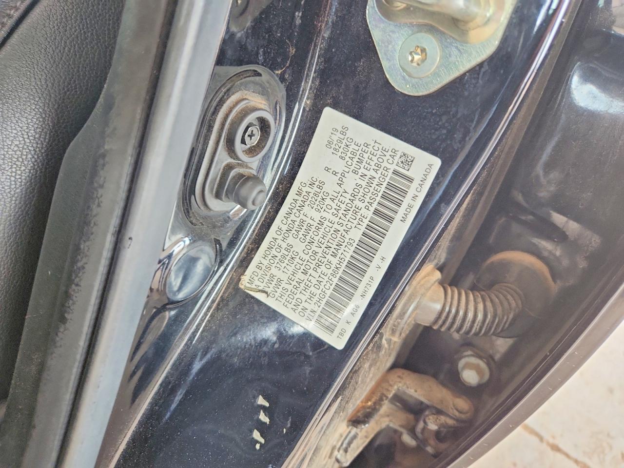 2HGFC2F86KH571793 · 2019 HONDA CIVIC · 12/12