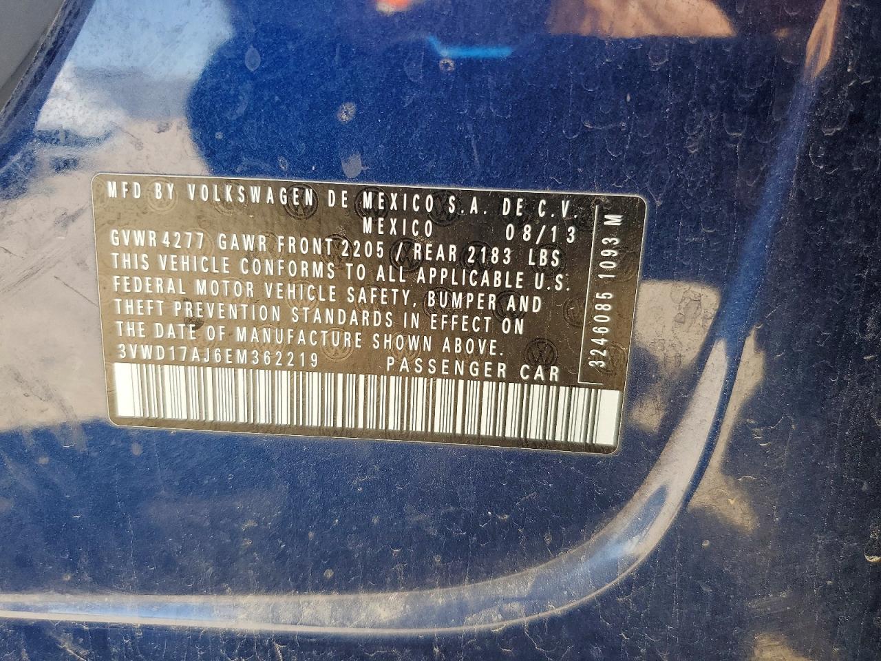 3VWD17AJ6EM362219 · 2014 VOLKSWAGEN JETTA · 12/12