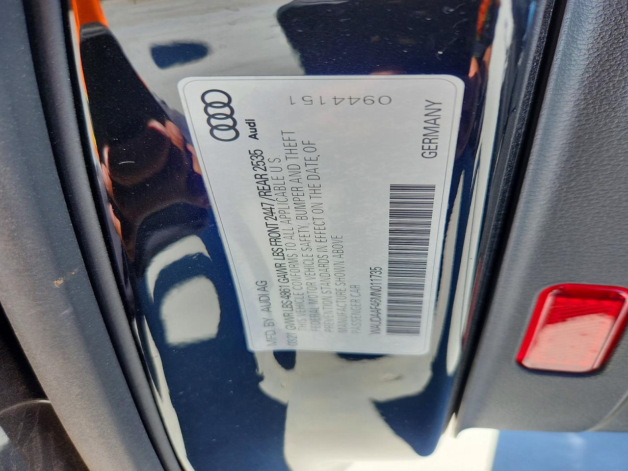 WAUDAAF46MN011735 · 2021 AUDI A4 · 12/12