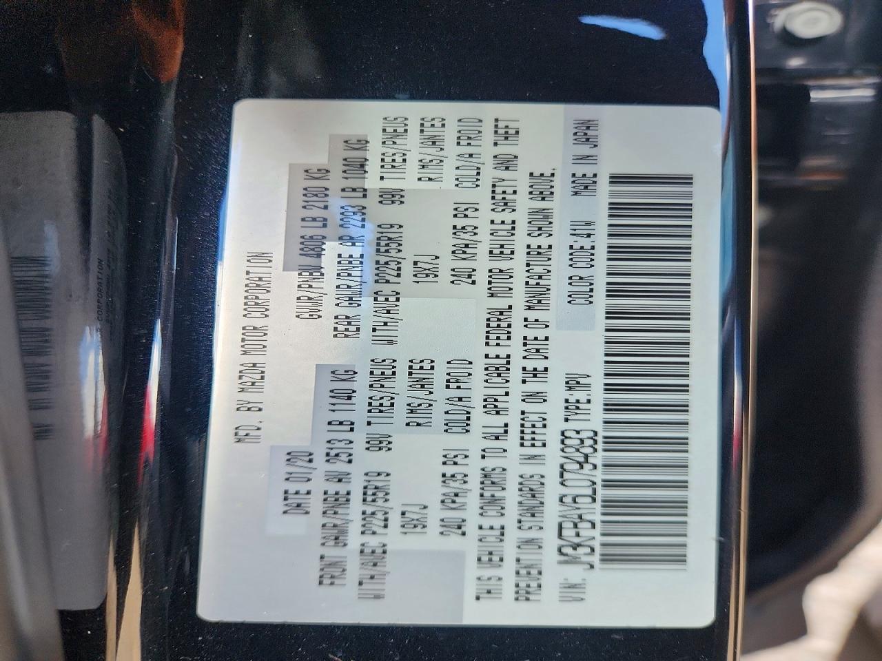 JM3KFBAY6L0794893 · 2020 MAZDA CX-5 · 12/12