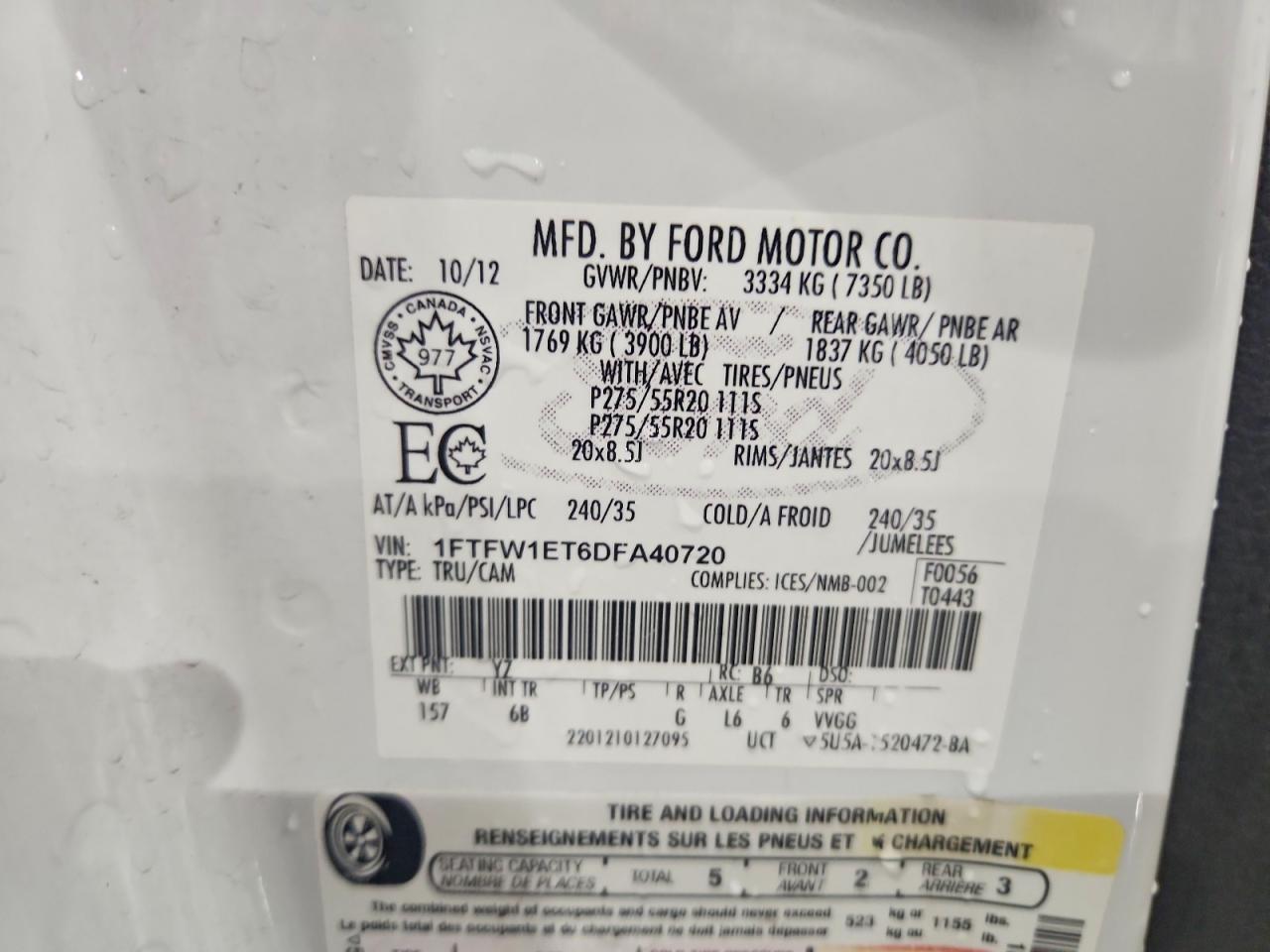 1FTFW1ET6DFA40720 · 2013 FORD F150 SUPERCREW · 12/12