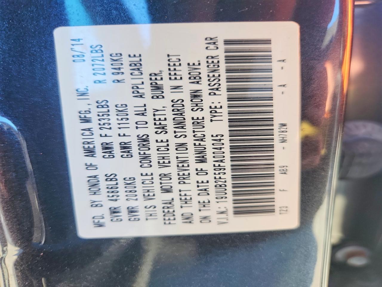19UUB2F59FA004045 · 2015 ACURA TLX · 12/12