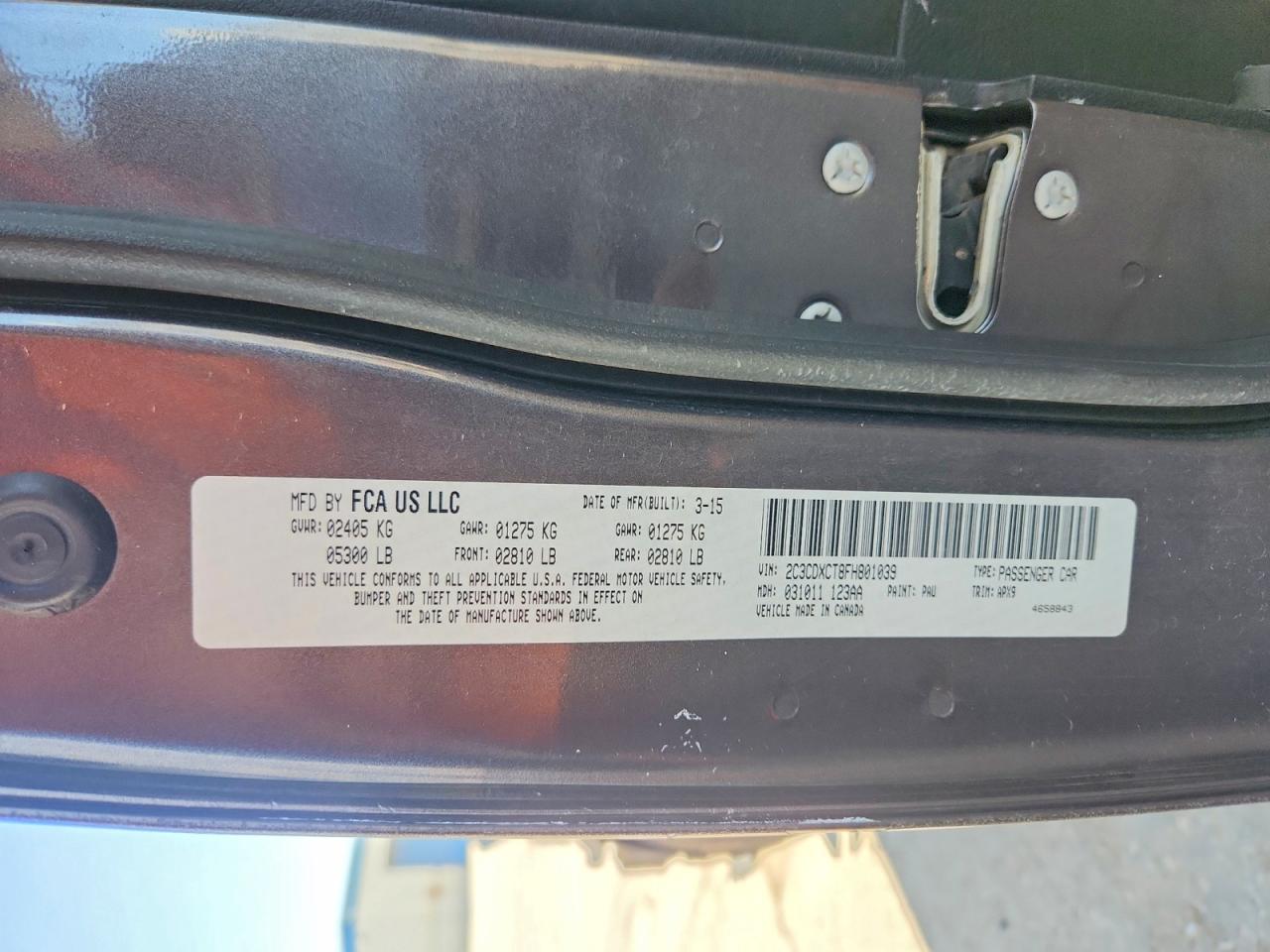 2C3CDXCT8FH801039 · 2015 DODGE CHARGER · 12/12