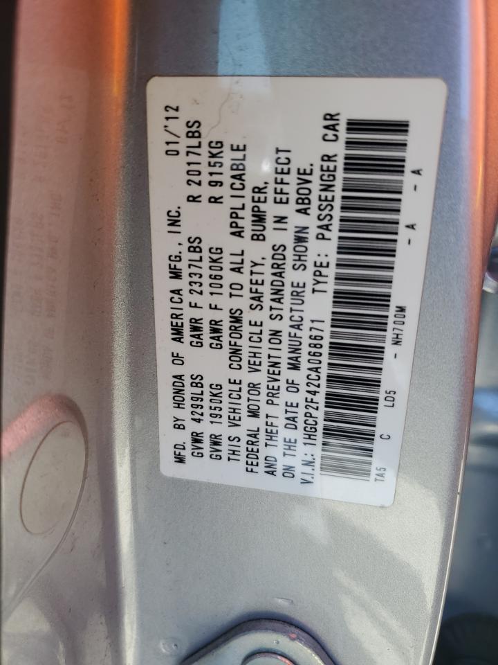1HGCP2F42CA068671 · 2012 HONDA ACCORD · 12/12
