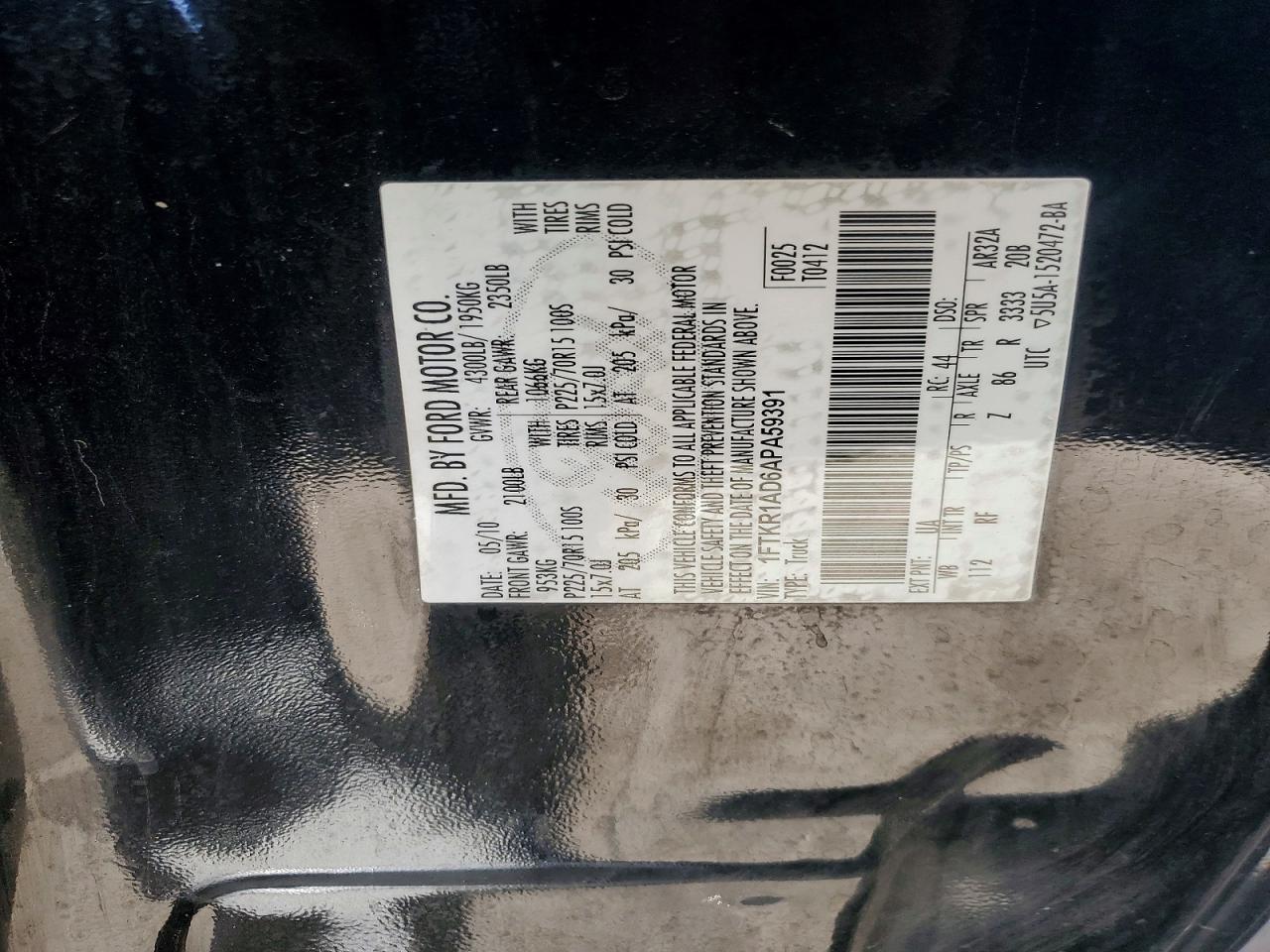 1FTKR1AD6APA59391 · 2010 FORD RANGER · 12/12