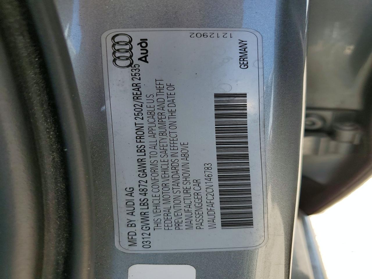 WAUDFAFC2CN146783 · 2012 AUDI A6 · 12/12