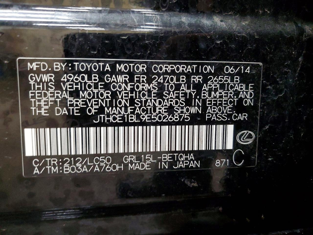 JTHCE1BL9E5026875 · 2014 LEXUS GS · 12/12