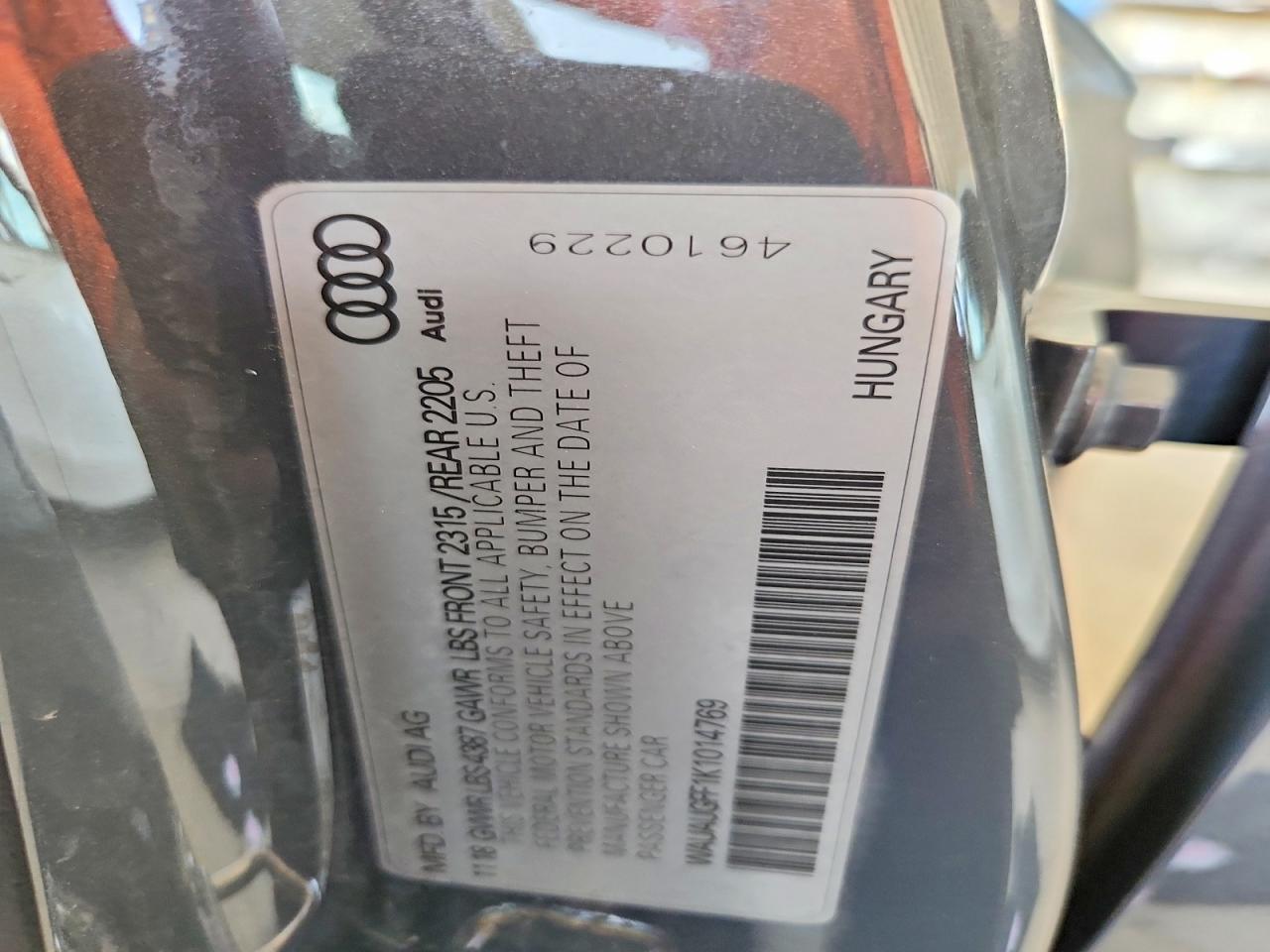 WAUAUGFF1K1014769 · 2019 AUDI A3 · 12/12
