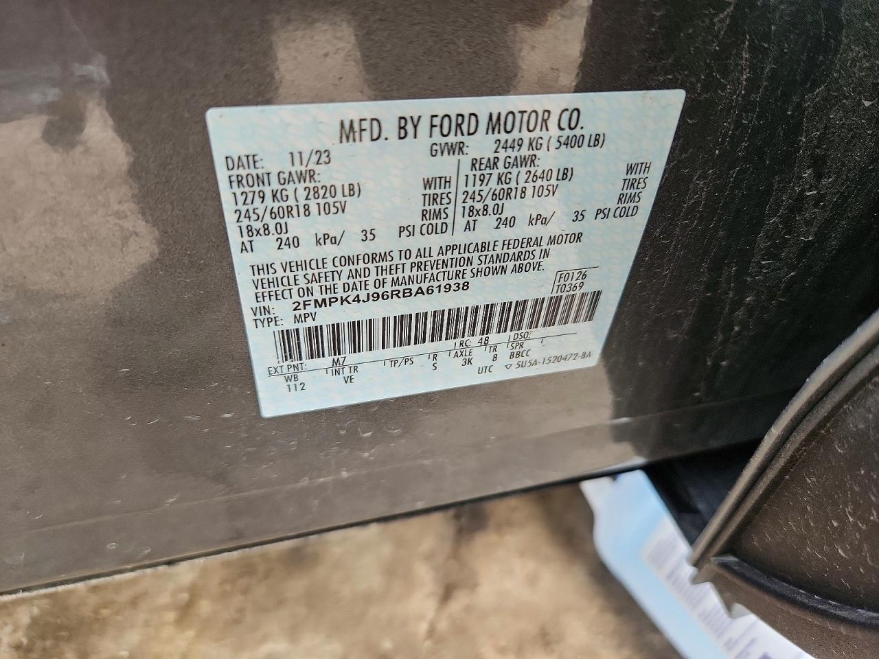 2FMPK4J96RBA61938 · 2024 FORD EDGE · 12/12