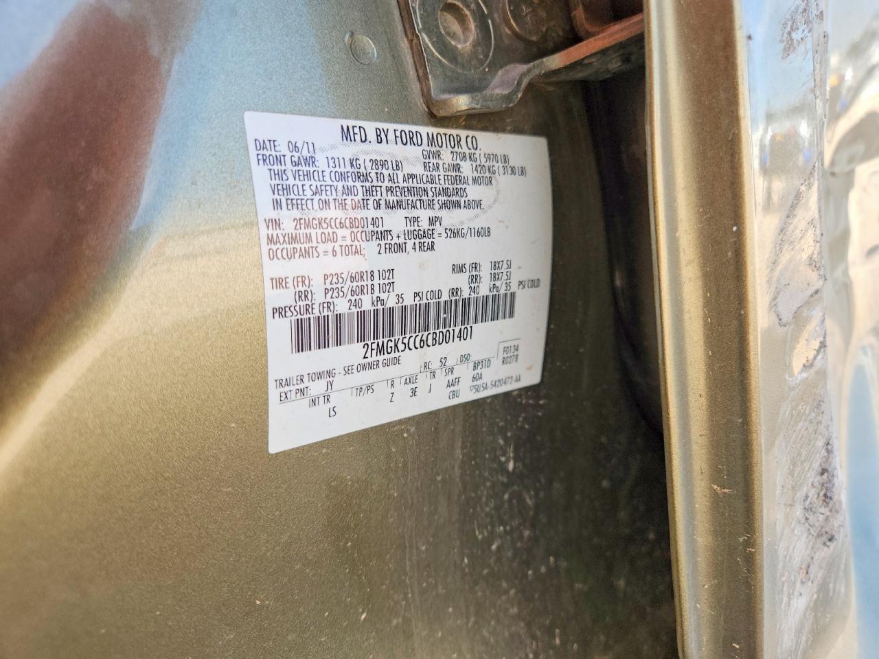 2FMGK5CC6CBD01401 · 2012 FORD FLEX · 12/12
