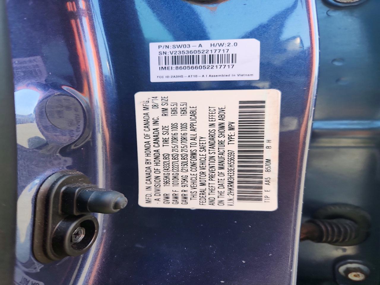 2HKRM3H33EH556597 · 2014 HONDA CR-V · 12/12