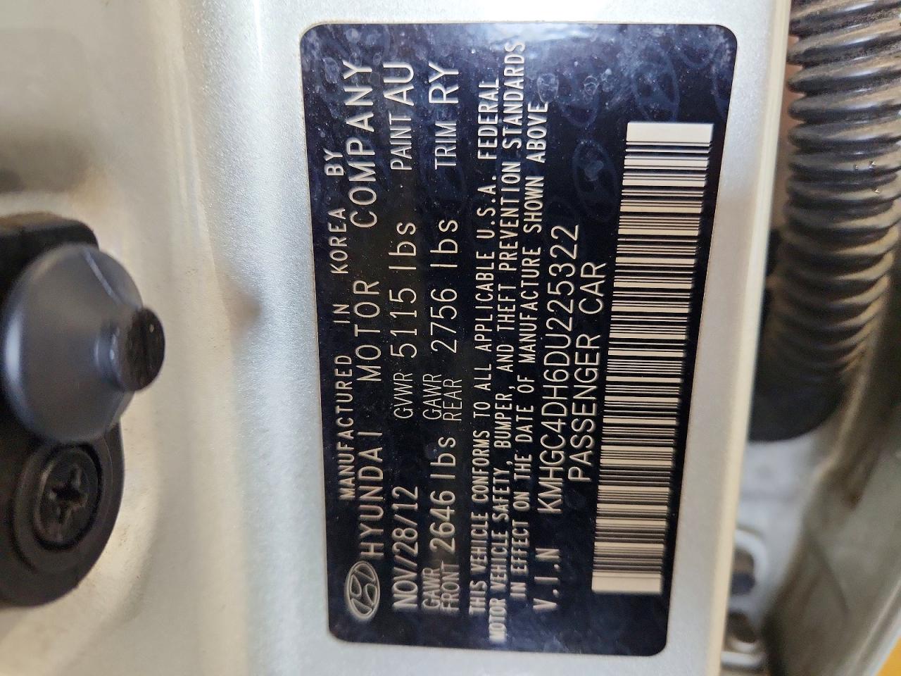 KMHGC4DH6DU225322 · 2013 HYUNDAI GENESIS · 12/12