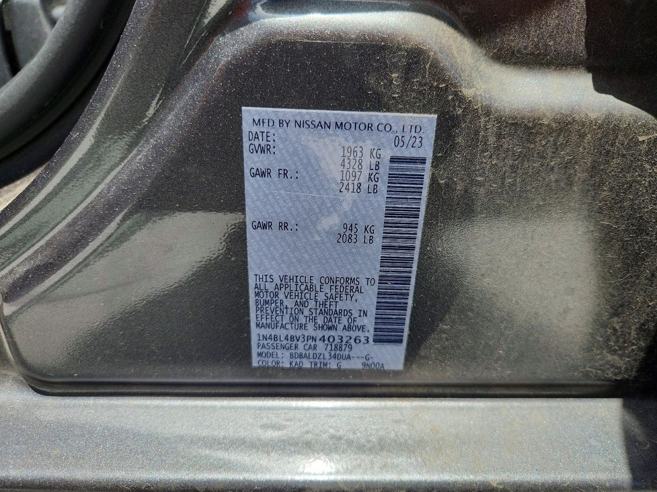 1N4BL4BV3PN403263 · 2023 NISSAN ALTIMA · 12/12