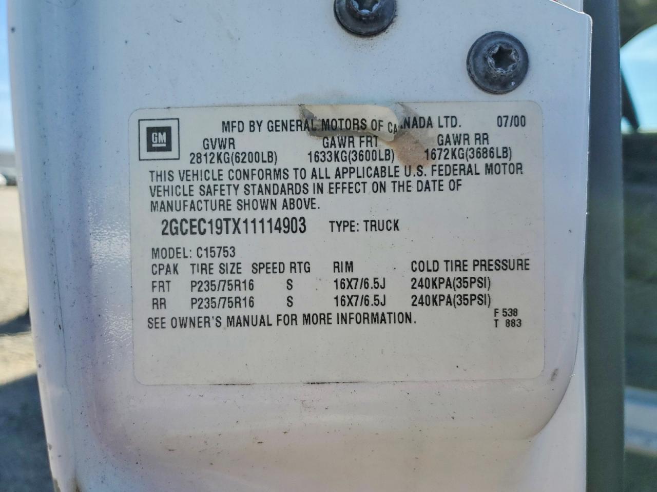 2GCEC19TX11114903 · 2001 CHEVROLET SILVERADO · 12/12