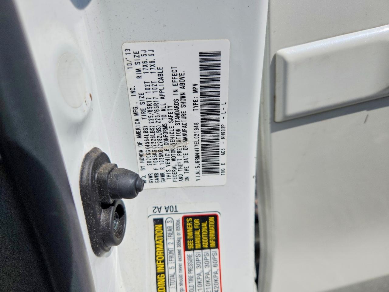 5J6RM4H77EL021948 · 2014 HONDA CR-V · 12/12