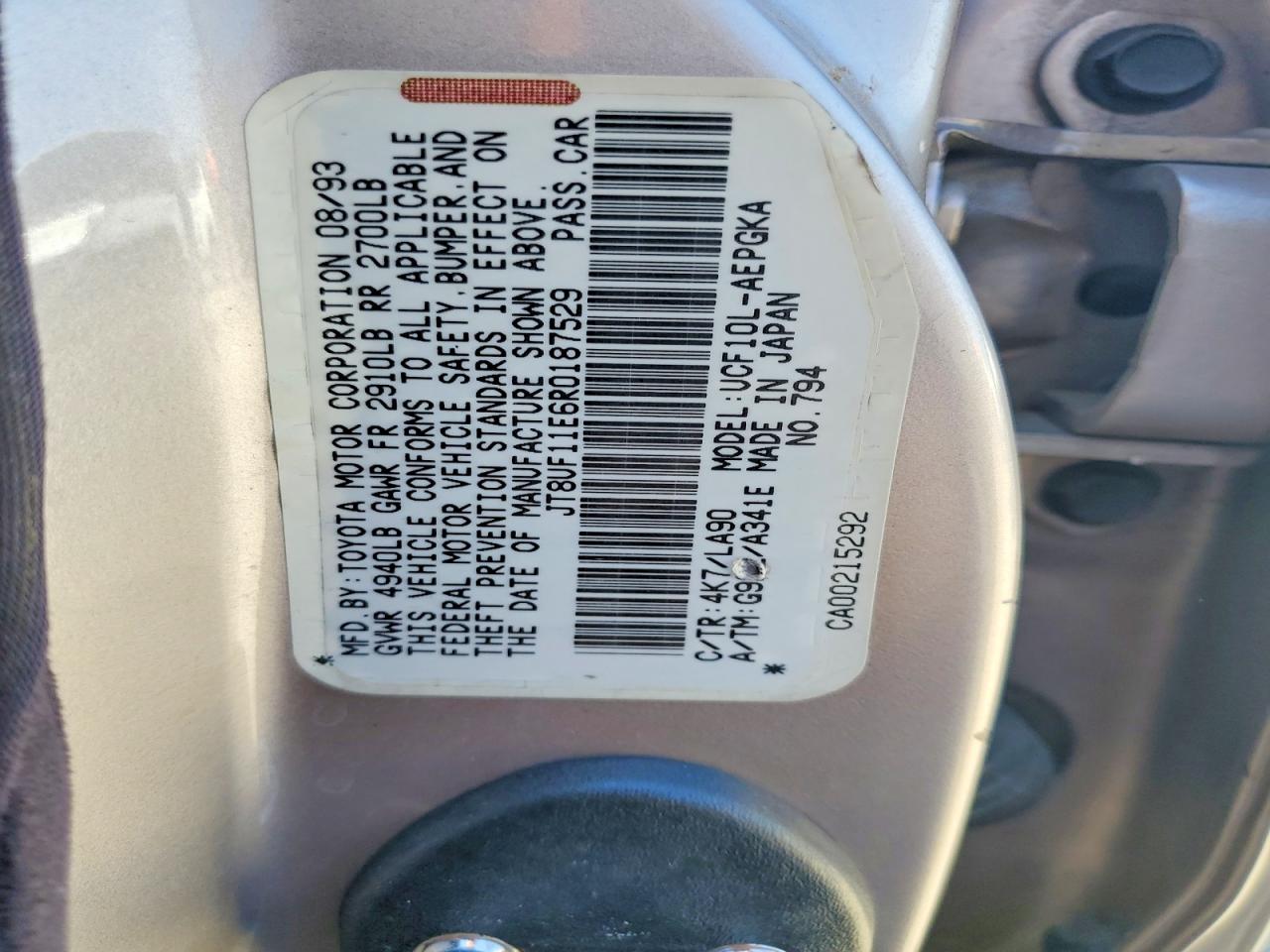 JT8UF11E6R0187529 · 1994 LEXUS LS · 12/12