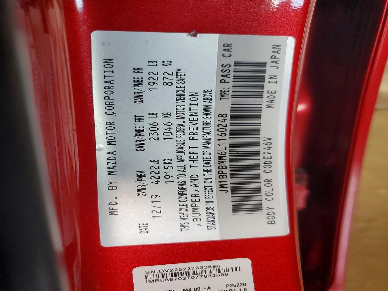JM1BPBMM6L1160248 · 2020 MAZDA 3 · 12/12