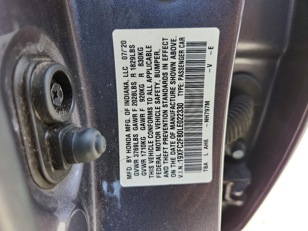 19XFC2F80LE022330 · 2020 HONDA CIVIC · 12/12