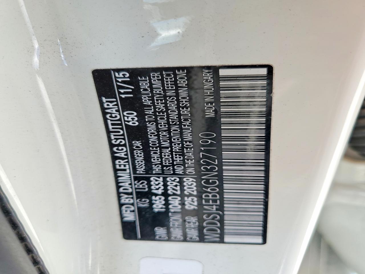 WDDSJ4EB6GN327190 · 2016 MERCEDES-BENZ CLA · 12/12