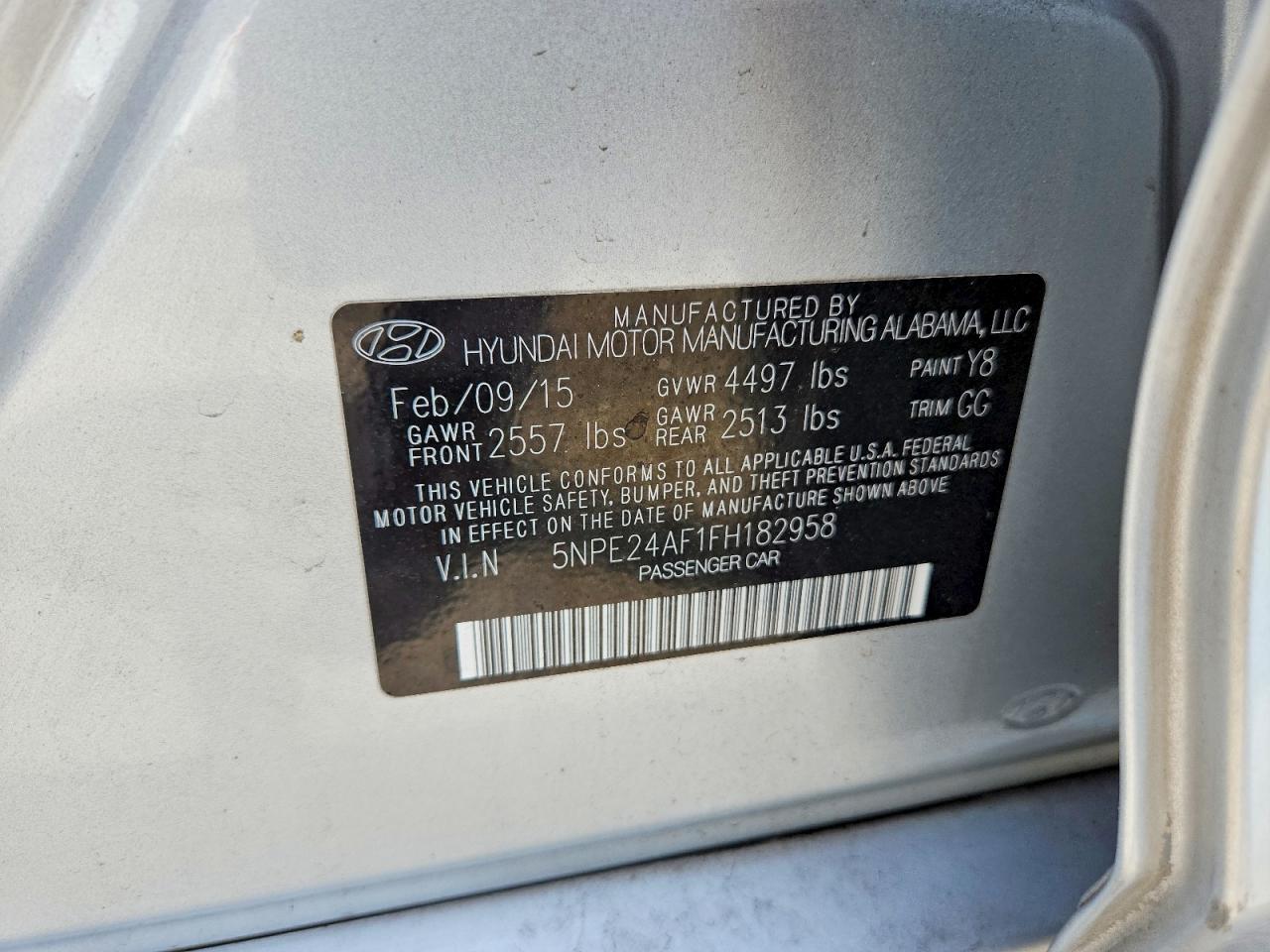 5NPE24AF1FH182958 · 2015 HYUNDAI SONATA · 12/12