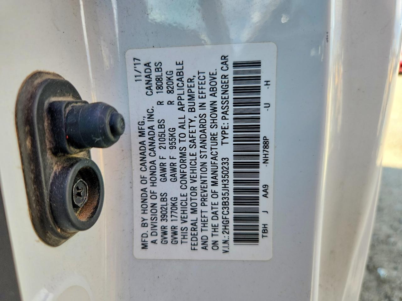 2HGFC3B35JH350233 · 2018 HONDA CIVIC · 12/12