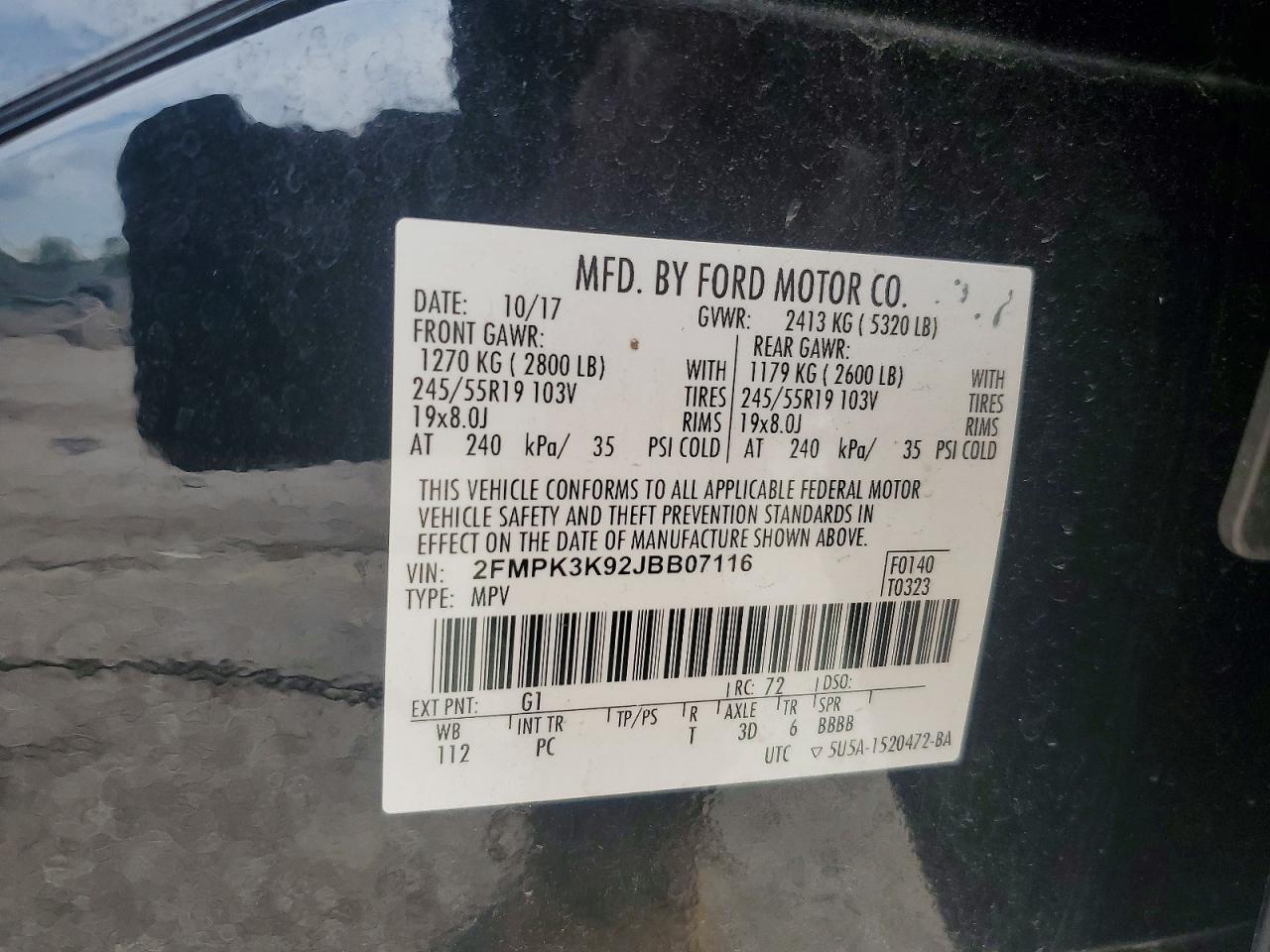 2FMPK3K92JBB07116 · 2018 FORD EDGE · 12/12
