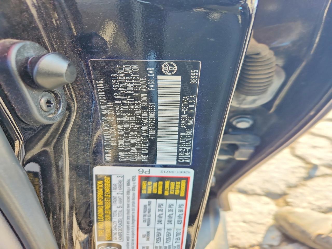 4T1BF1FK2EU853551 · 2014 TOYOTA CAMRY · 12/12