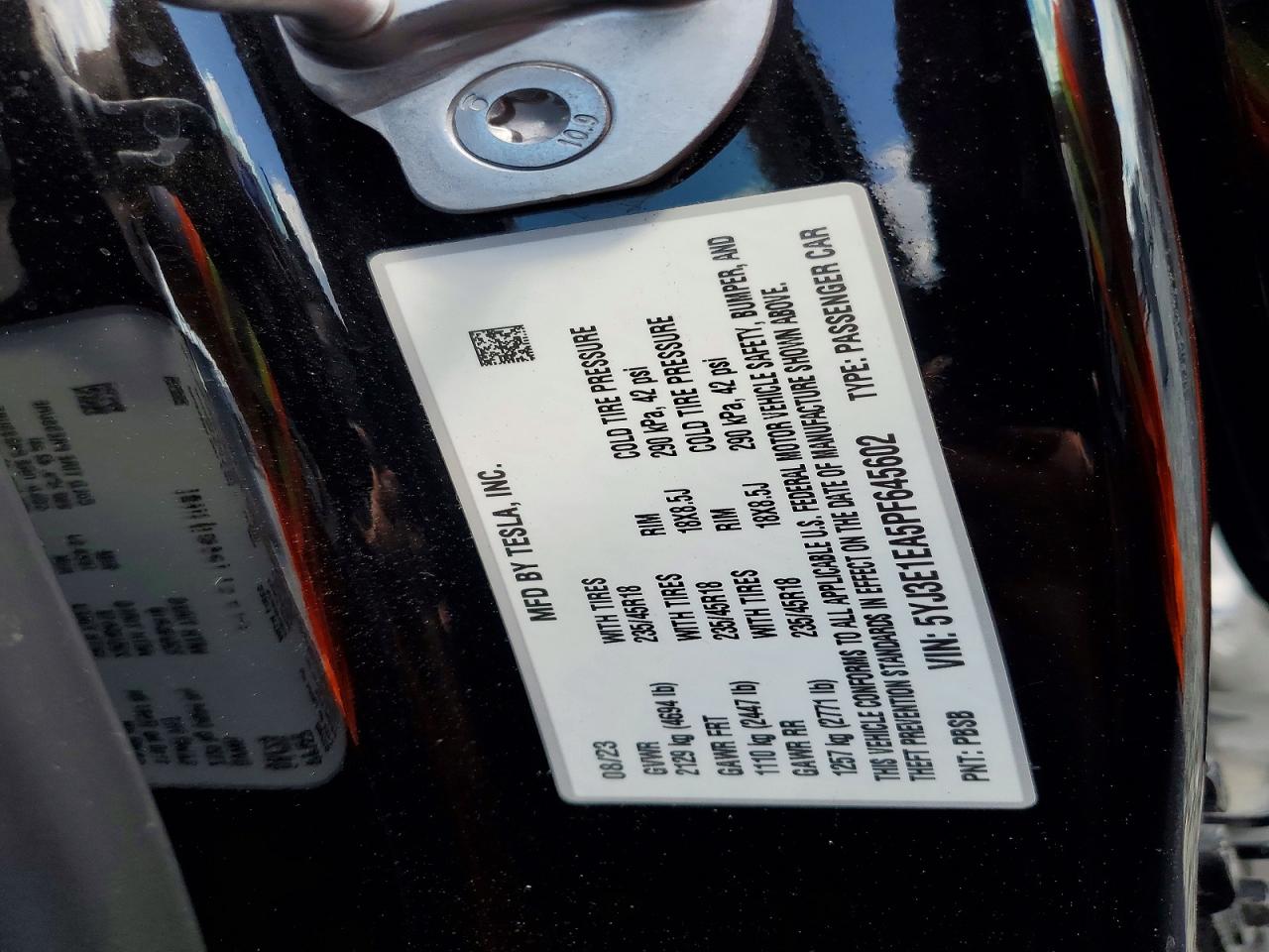 5YJ3E1EA5PF645602 · 2023 TESLA MODEL 3 · 12/12