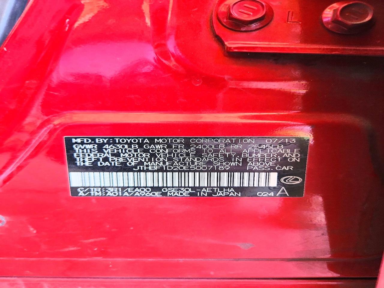 JTHBF1D20E5007189 · 2014 LEXUS IS · 12/12
