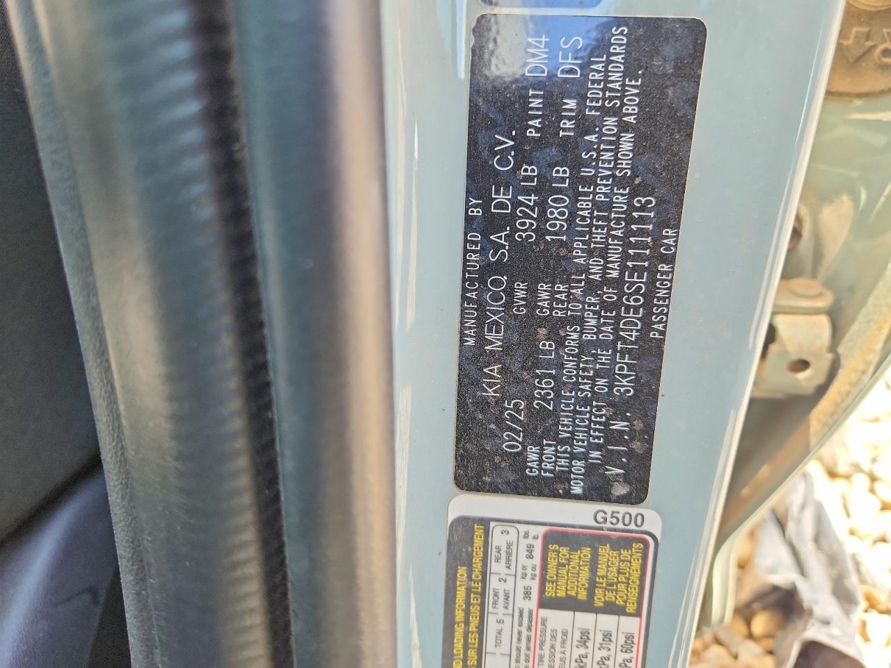 3KPFT4DE6SE111113 · 2025 KIA K4 · 12/12