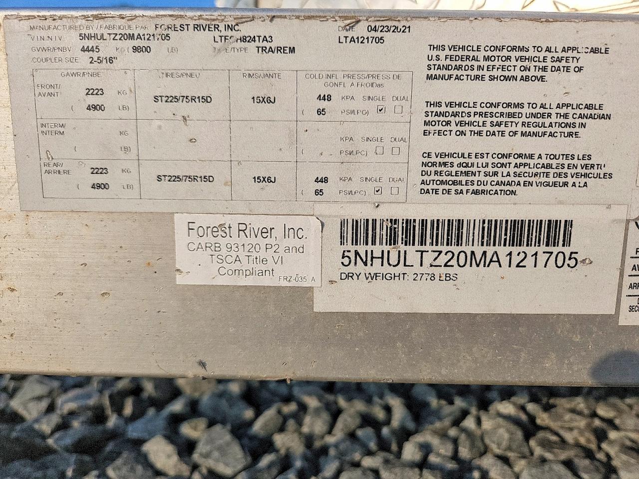 5NHULTZ20MA121705 · 2020 FORESRIVER UNKNOWN · 9/9