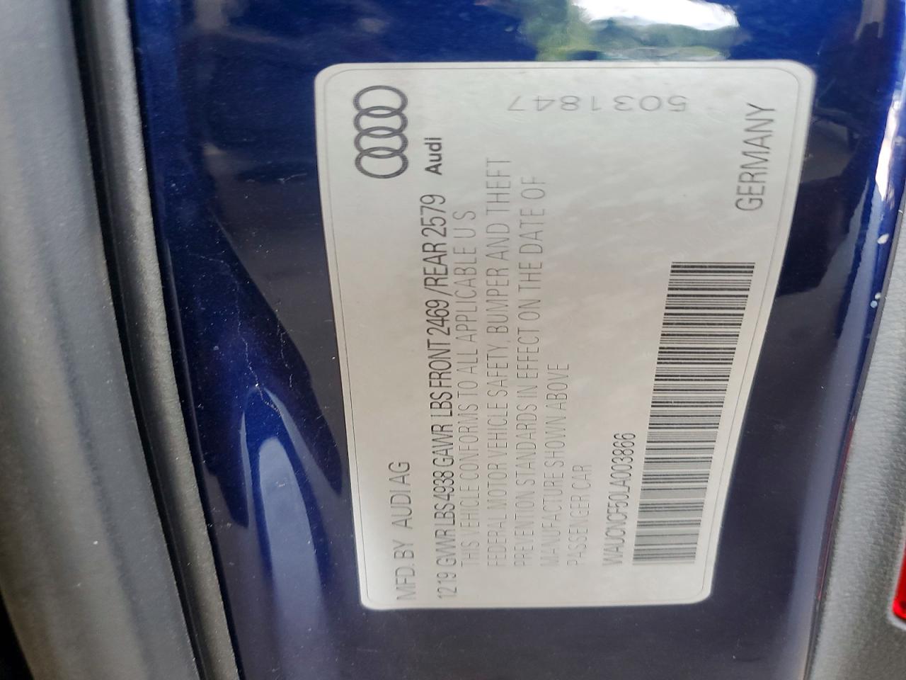 WAUCNCF50LA003866 · 2020 AUDI A5 · 12/12