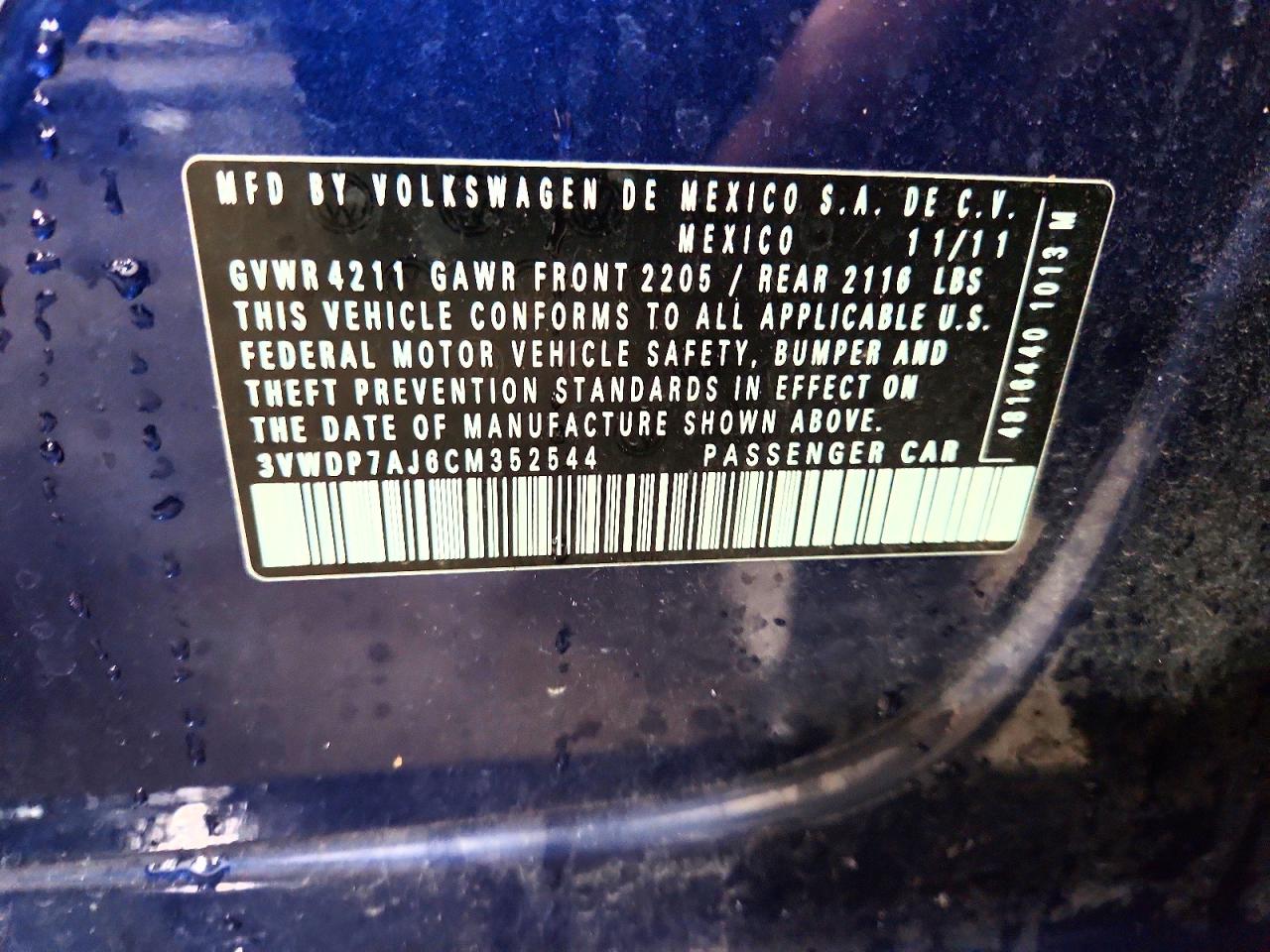 3VWDP7AJ6CM352544 · 2012 VOLKSWAGEN JETTA · 12/12