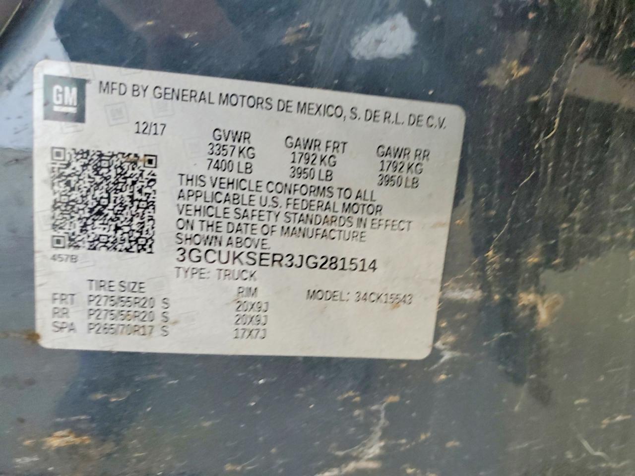 3GCUKSER3JG281514 · 2018 CHEVROLET SILVERADO · 12/12