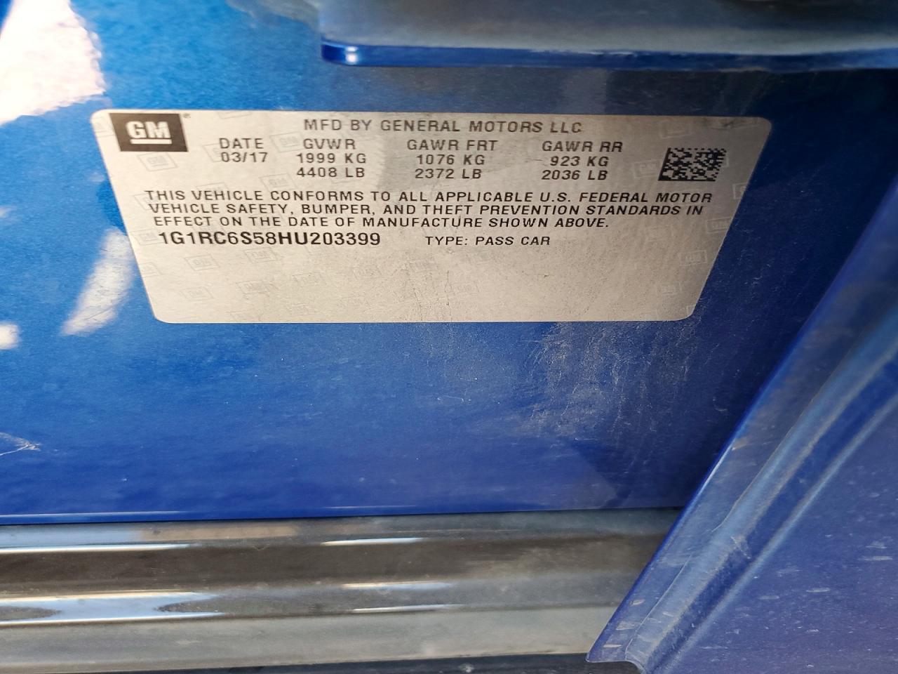 1G1RC6S58HU203399 · 2017 CHEVROLET VOLT · 12/12