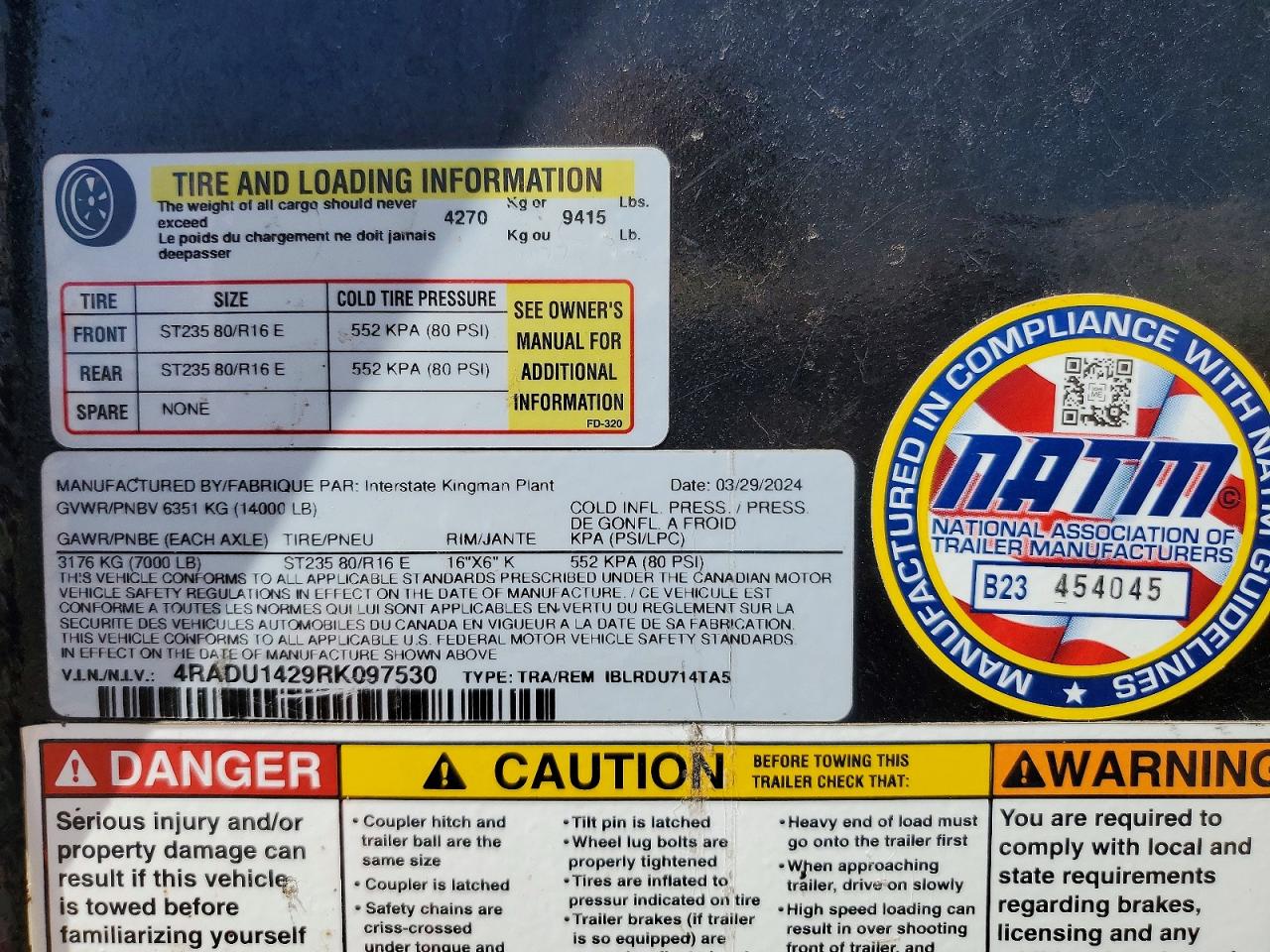 4RADU1429RK097530 · 2024 INTERSTATE UNKNOWN · 9/11
