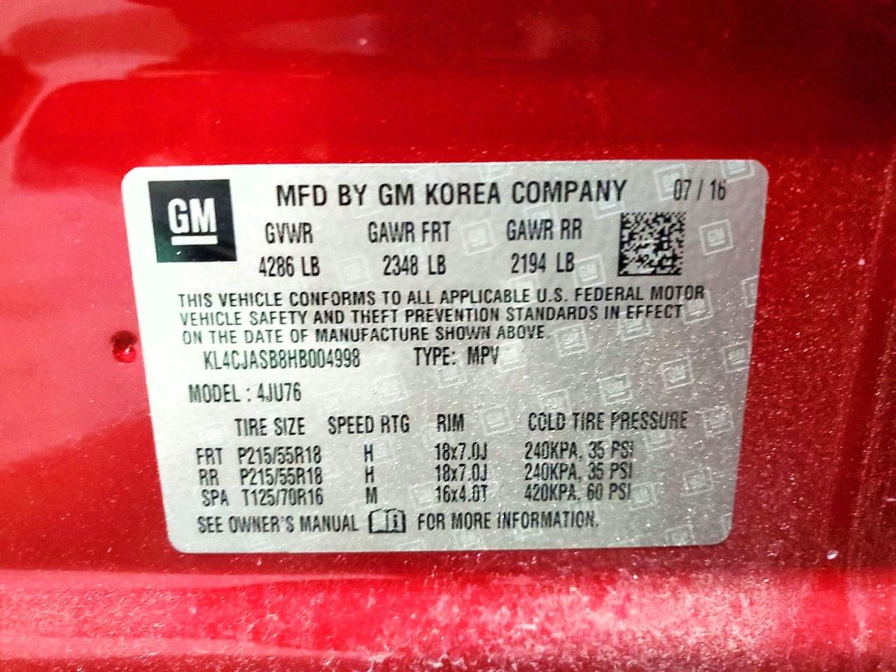 KL4CJASB8HB004998 · 2017 BUICK ENCORE · 12/12