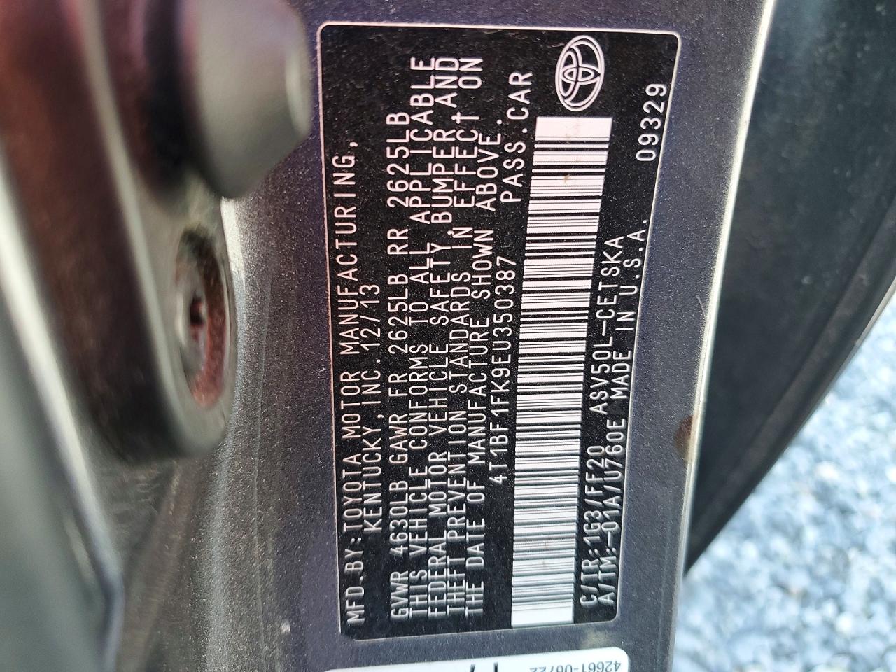 4T1BF1FK9EU350387 · 2014 TOYOTA CAMRY · 12/12