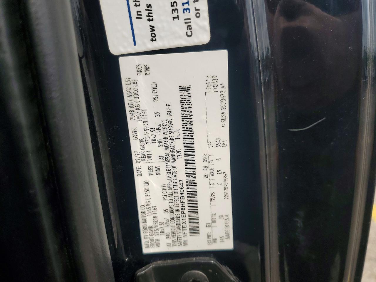 1FTEX1EP8HFB40643 · 2017 FORD F150 · 12/12