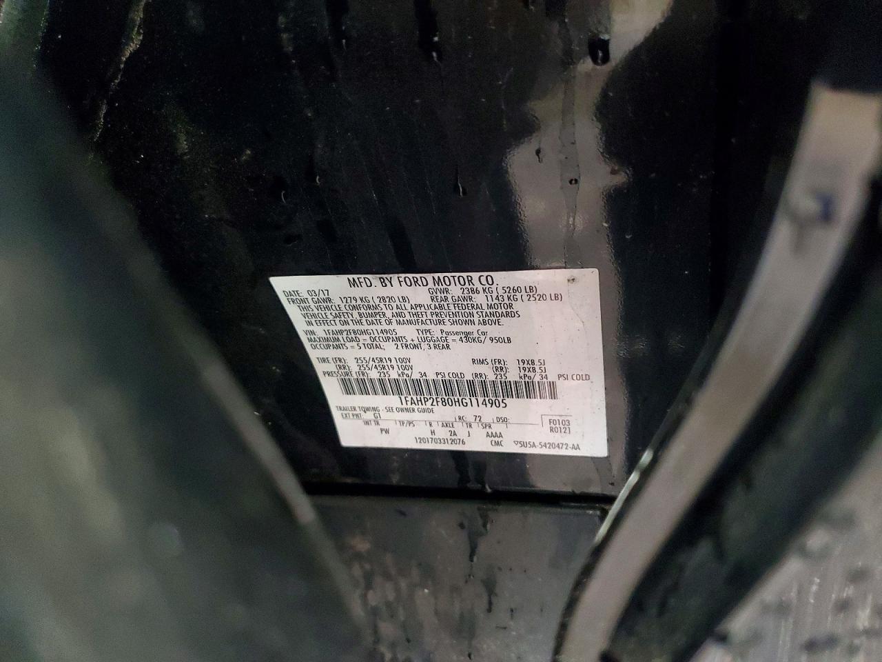 1FAHP2F80HG114905 · 2017 FORD TAURUS · 12/12