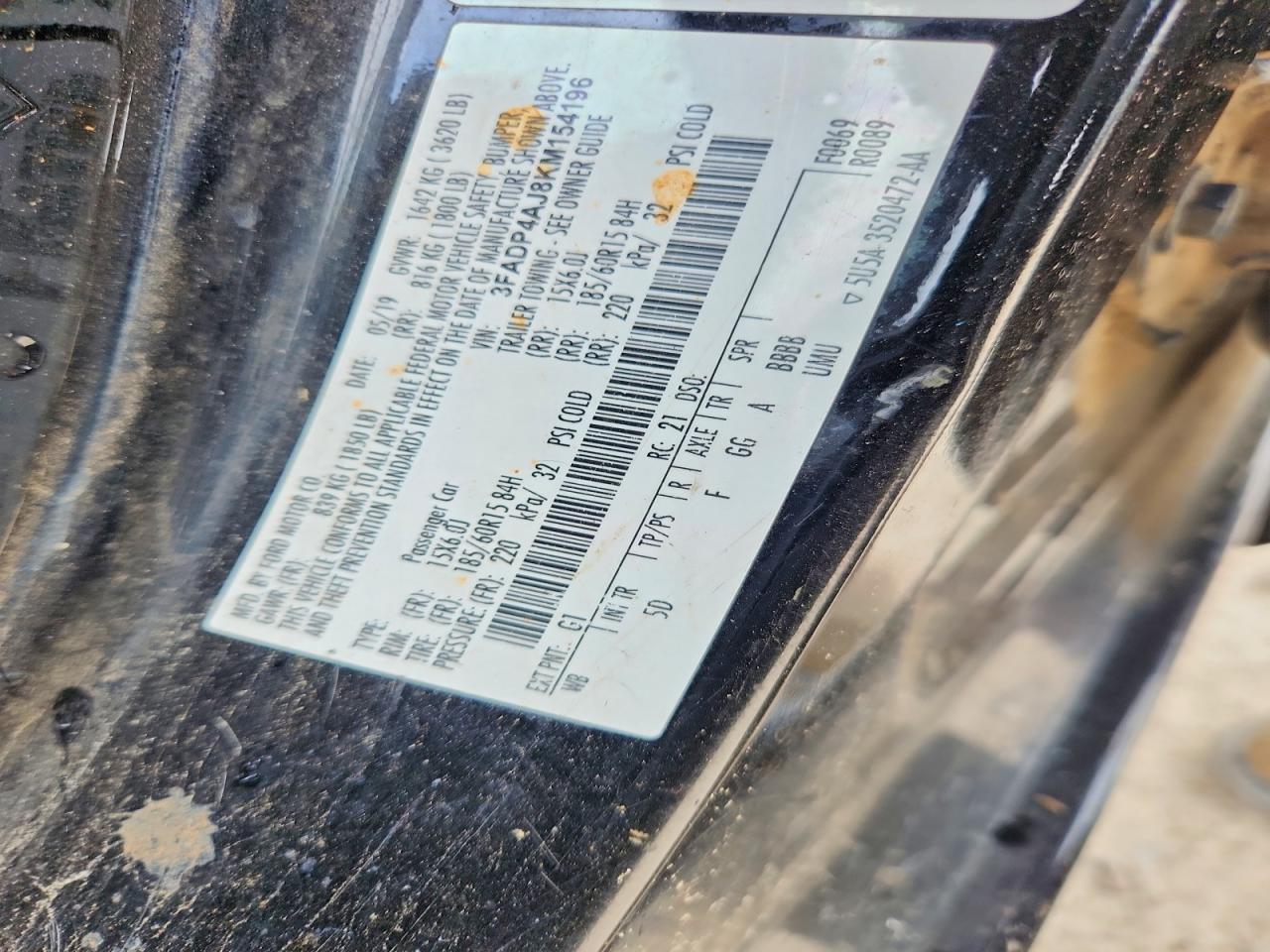 3FADP4AJ8KM154196 · 2019 FORD FIESTA · 12/12